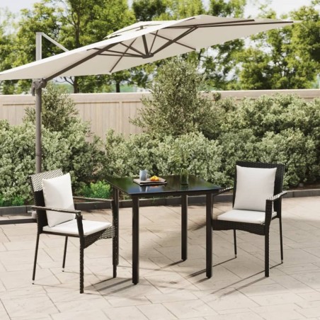 Ensemble à manger de jardin avec coussins 3 pcs Noir 