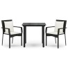 Ensemble à manger de jardin avec coussins 3 pcs Noir 