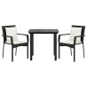 Ensemble à manger de jardin avec coussins 3 pcs Noir 