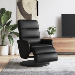 Fauteuil inclinable avec repose-pieds noir similicuir 