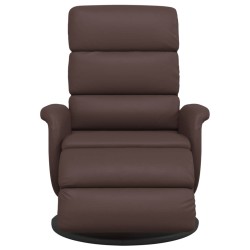 Fauteuil inclinable avec repose-pieds marron similicuir 