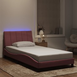 Cadre de lit avec lumières LED rose 100x200 cm velours 