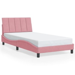 Cadre de lit avec lumières LED rose 100x200 cm velours 