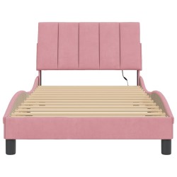 Cadre de lit avec lumières LED rose 100x200 cm velours 