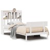 Lit bibliothèque sans matelas blanc 75x190cm bois de pin massif 