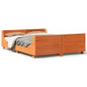 Cadre de lit sans matelas cire marron 135x190cm bois pin massif 