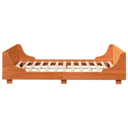 Cadre de lit sans matelas cire marron 135x190cm bois pin massif 