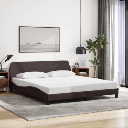 Cadre de lit sans matelas marron foncé 160x200 cm tissu 