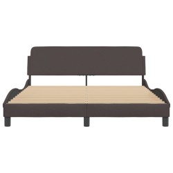 Cadre de lit sans matelas marron foncé 160x200 cm tissu 