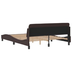 Cadre de lit sans matelas marron foncé 160x200 cm tissu 