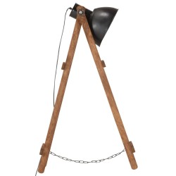 Lampadaires 3 pcs Noir E27 Bois de manguier massif 