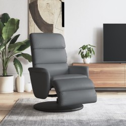 Fauteuil inclinable avec repose-pieds gris similicuir 