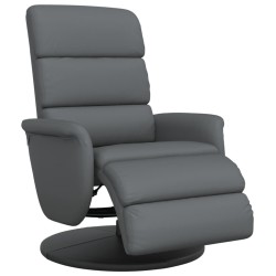 Fauteuil inclinable avec repose-pieds gris similicuir 