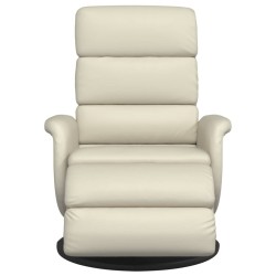 Fauteuil inclinable avec repose-pieds crème similicuir 