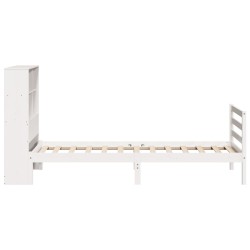 Lit bibliothèque sans matelas blanc 90x190cm bois de pin massif 