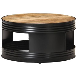 Table basse Noir 68x68x36 cm Bois massif de manguier brut 