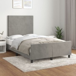 Cadre de lit sans matelas gris clair 120x190 cm velours 
