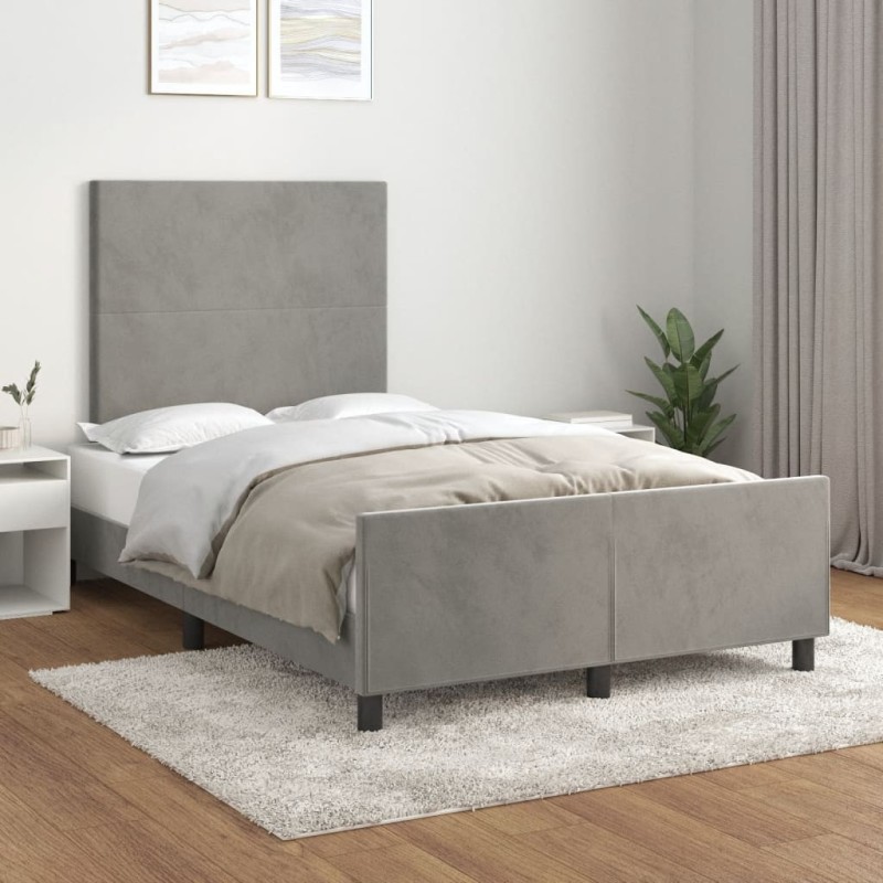 Cadre de lit sans matelas gris clair 120x190 cm velours 