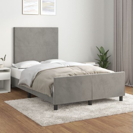 Cadre de lit sans matelas gris clair 120x190 cm velours 