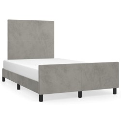 Cadre de lit sans matelas gris clair 120x190 cm velours 