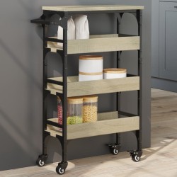 Chariot de cuisine chêne sonoma 53x20x76 cm bois d'ingénierie 