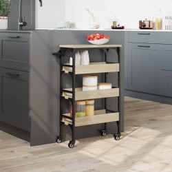 Chariot de cuisine chêne sonoma 53x20x76 cm bois d'ingénierie 