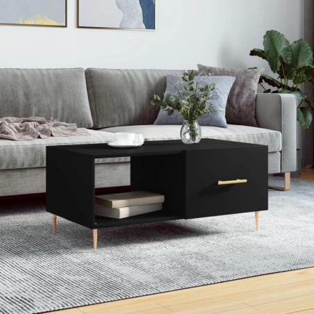 Table basse noir 90x50x40 cm bois d'ingénierie 