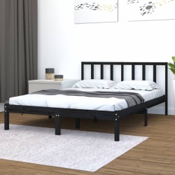 Cadre de lit sans matelas noir bois de pin massif 150x200 cm 