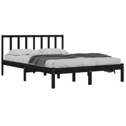 Cadre de lit sans matelas noir bois de pin massif 150x200 cm 