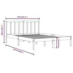 Cadre de lit sans matelas noir bois de pin massif 150x200 cm 