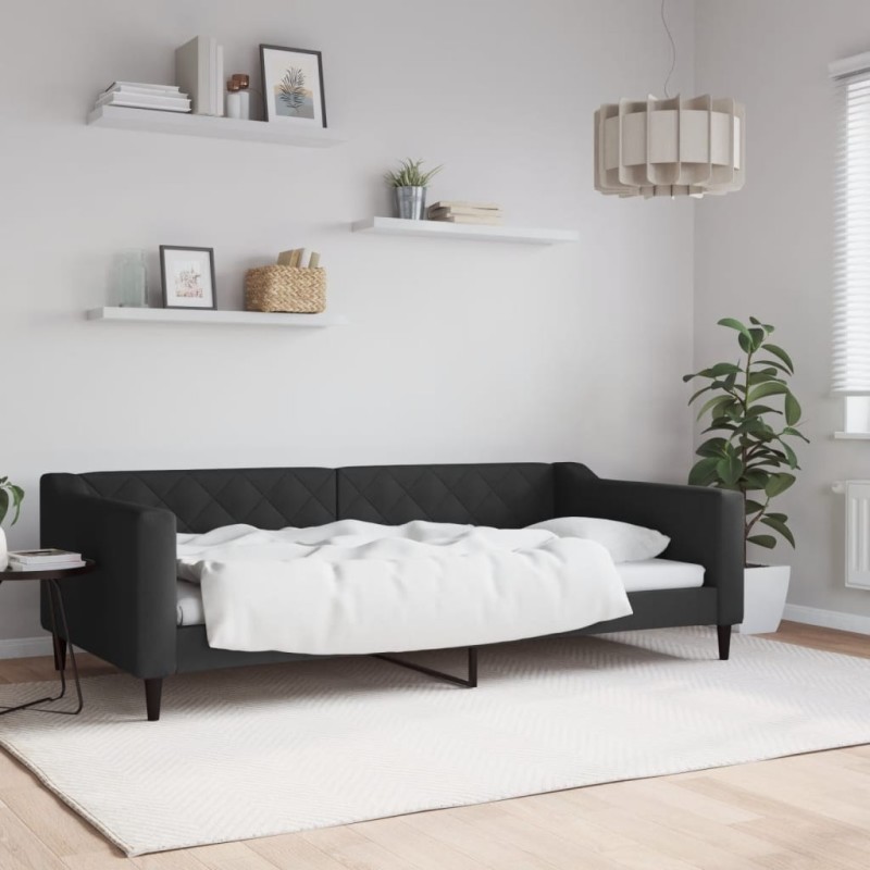 Lit de repos sans matelas noir 100x200 cm tissu 