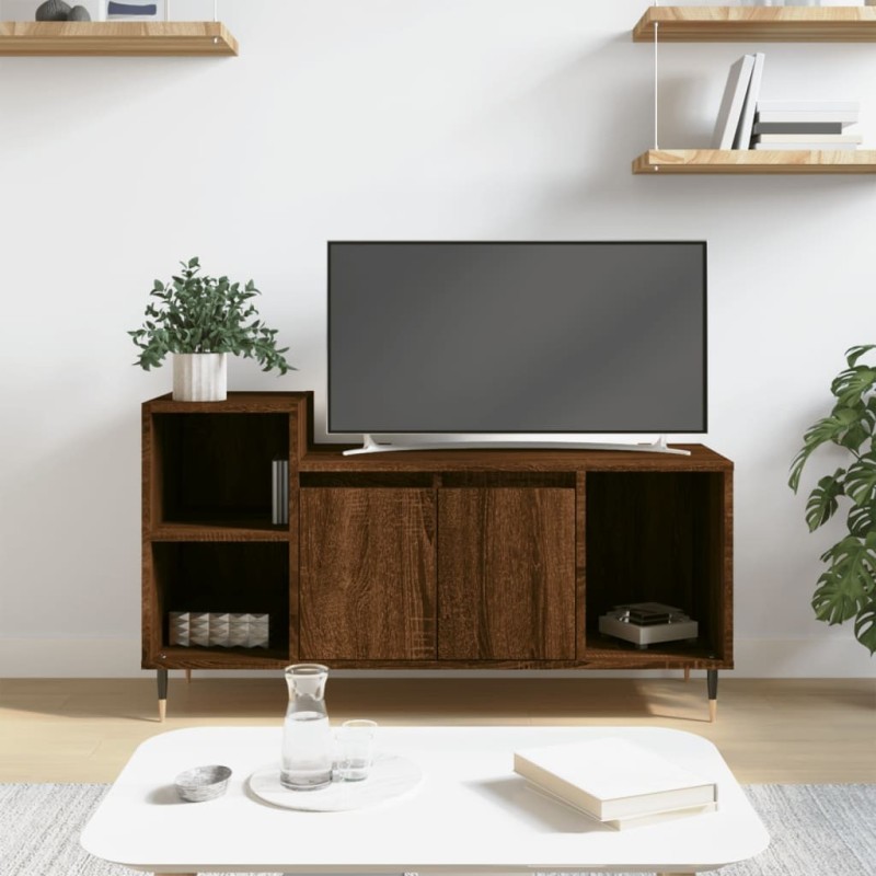 Meuble TV Chêne marron 100x35x55 cm Bois d'ingénierie Meuble TV Chêne marron 100x35x55 cm Bois d'ingénierie