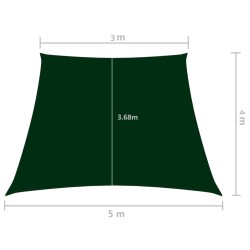 Voile de parasol Tissu Oxford trapèze 3/5x4 m Vert foncé 