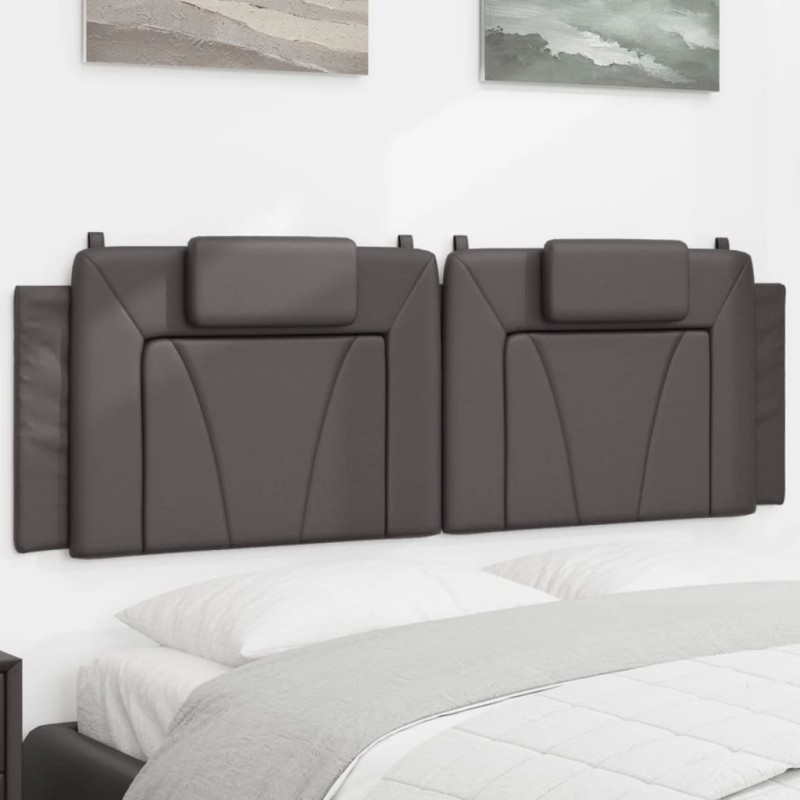 Coussin de tête de lit gris 160 cm similicuir 