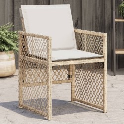 Chaises de jardin avec coussins lot de 4 beige résine tressée 