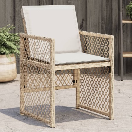 Chaises de jardin avec coussins lot de 4 beige résine tressée 