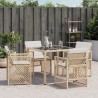Chaises de jardin avec coussins lot de 4 beige résine tressée 
