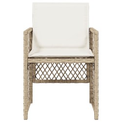 Chaises de jardin avec coussins lot de 4 beige résine tressée 