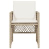 Chaises de jardin avec coussins lot de 4 beige résine tressée 