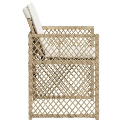Chaises de jardin avec coussins lot de 4 beige résine tressée 