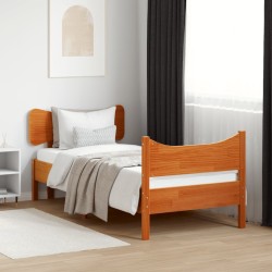 Cadre de lit sans matelas cire marron 100x200cm bois pin massif 