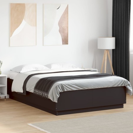 Cadre de lit avec LED sans matelas noir 140x200 cm 