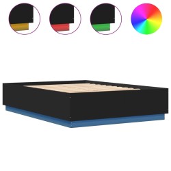 Cadre de lit avec LED sans matelas noir 140x200 cm 