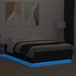 Cadre de lit avec LED sans matelas noir 140x200 cm 
