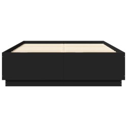 Cadre de lit avec LED sans matelas noir 140x200 cm 