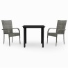 Ensemble à manger de jardin 3 pcs Gris et noir 