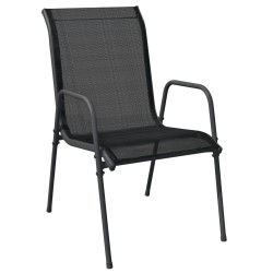 Ensemble à manger de jardin 3 pcs noir textilène et acier 