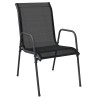 Ensemble à manger de jardin 3 pcs noir textilène et acier 