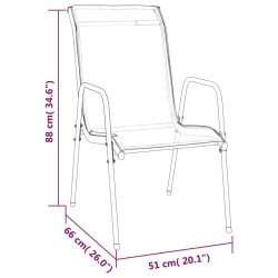 Ensemble à manger de jardin 3 pcs noir textilène et acier 