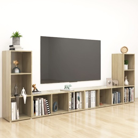 Meubles TV 4 pcs Chêne sonoma 107x35x37 cm Bois d'ingénierie 